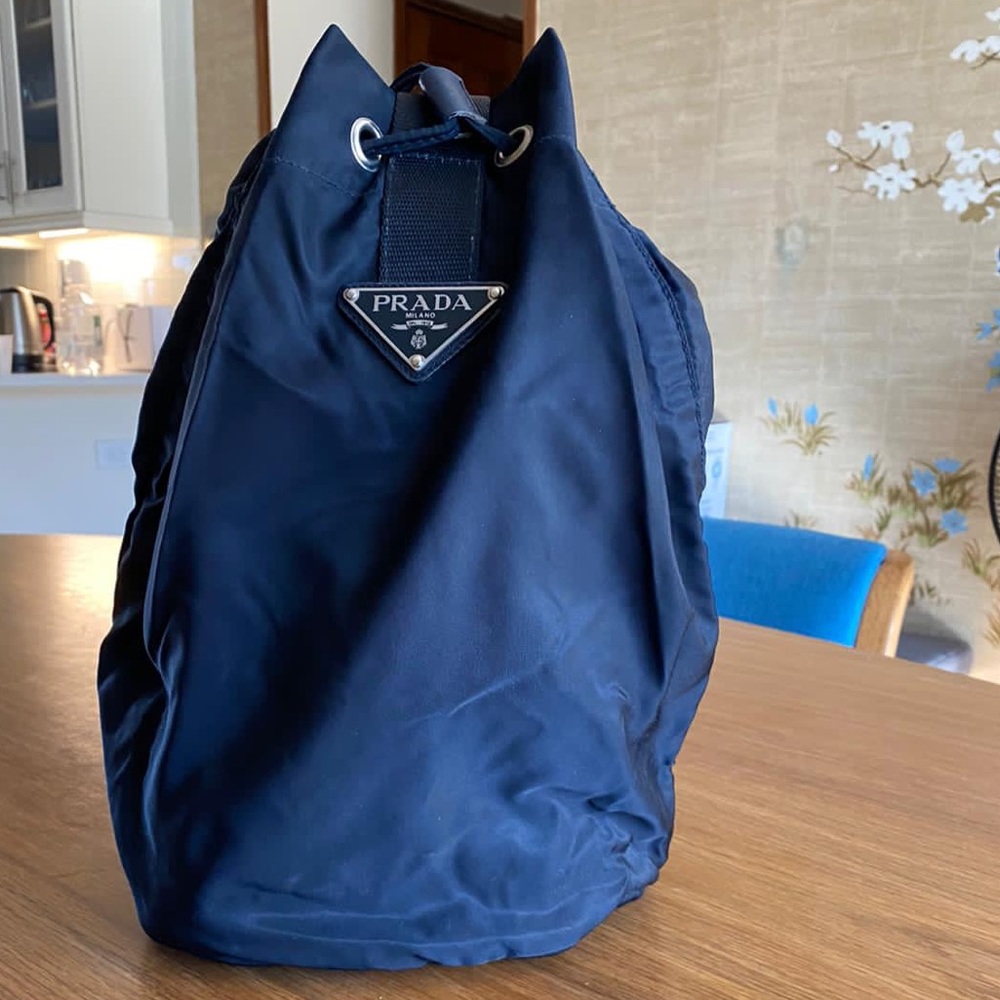 Prada vintage black navy nylon shoulder bag